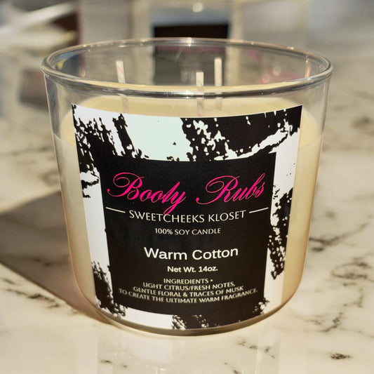 Booty Rubs 100% Soy Candle-Warm Cotton Scent