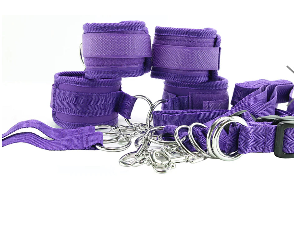7 Piece Bed Spreader Restraint System in Purple