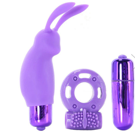 Neon Vibrating Couples Kit in Purple