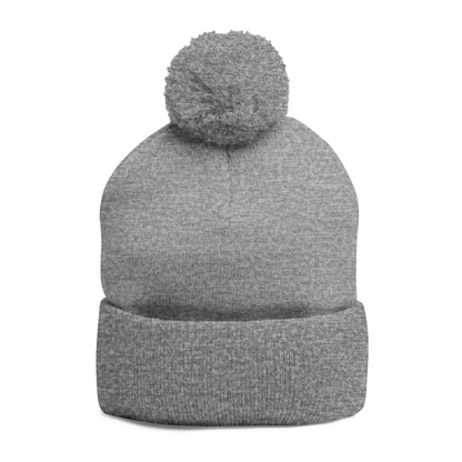 Embroidered Pom-Pom Beanie — "Support Day Drinking" Knit Hat